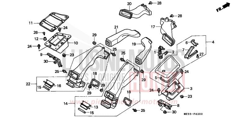 CONDUIT D'AIR de Gold Wing Aspencade PEARL ROYAL MAGENTA (RP151) de 1993